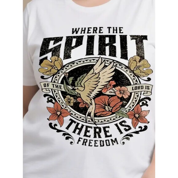 Where the Spirit Is There is Freedom T-shirt Women's 3XL White Faith-based - Picture 1 of 2
